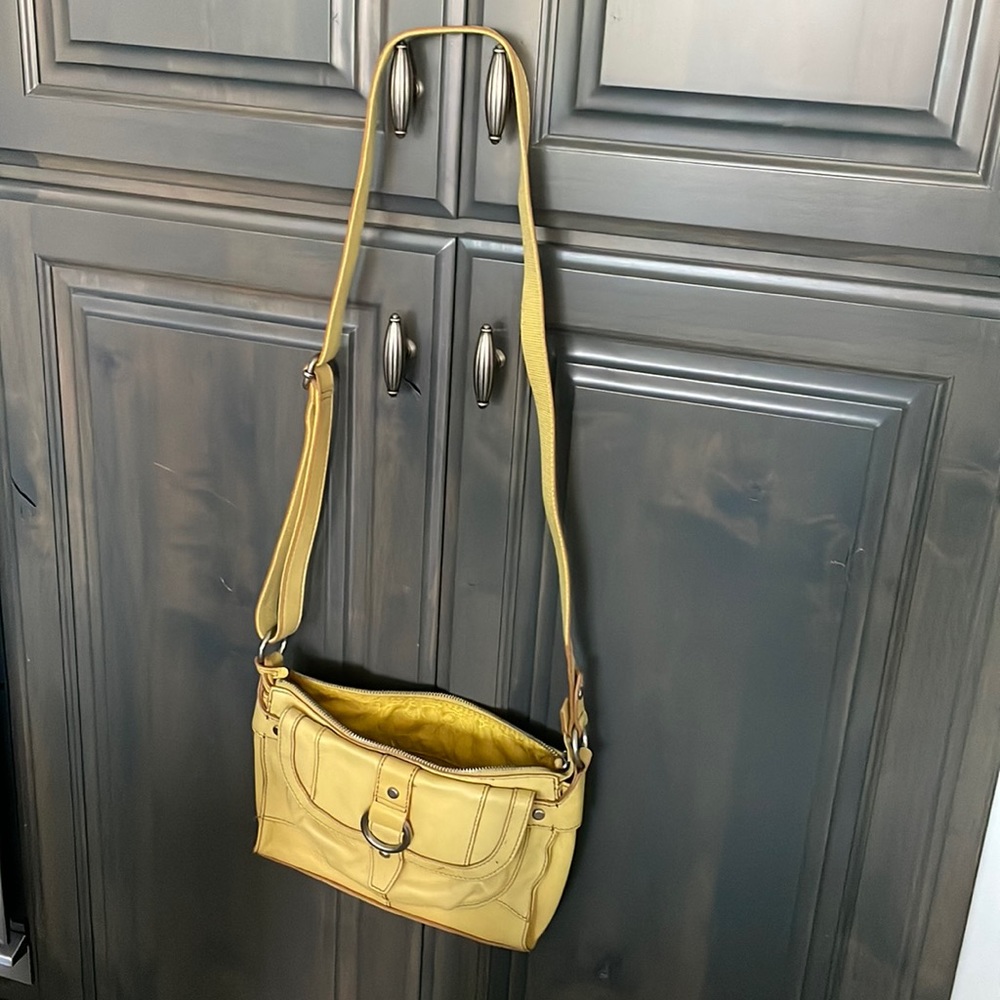 Fossil yellow leather handbag